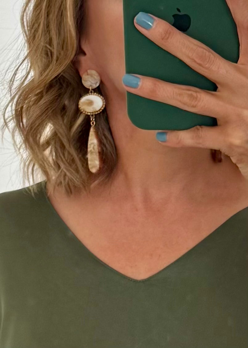 Aretes Largos de Acrílico Marmoleado