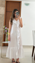 Cargar imagen en el visor de la galería, Vestido blanco de olanes en cascada para mujer