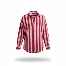Cargar imagen en el visor de la galería, Camisa rosa y rojo a rayas verticales para mujer