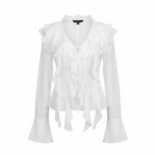 Cargar imagen en el visor de la galería, Blusa Blanca con Olanes
