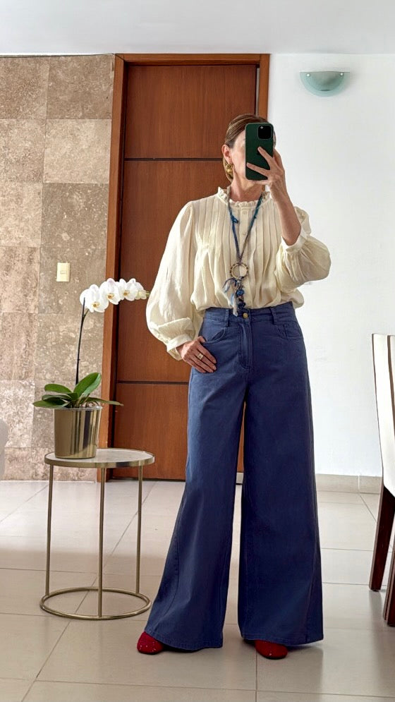 Pantalón de Pierna Ancha de Tiro Alto