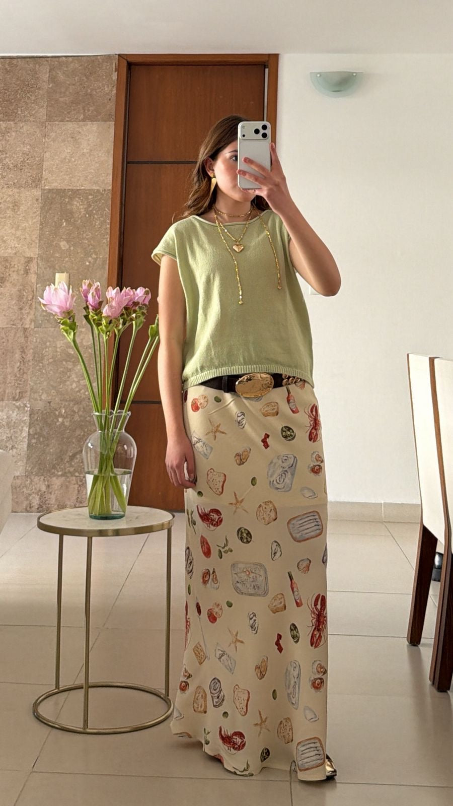 Falda Estampada con Motivos del Mar