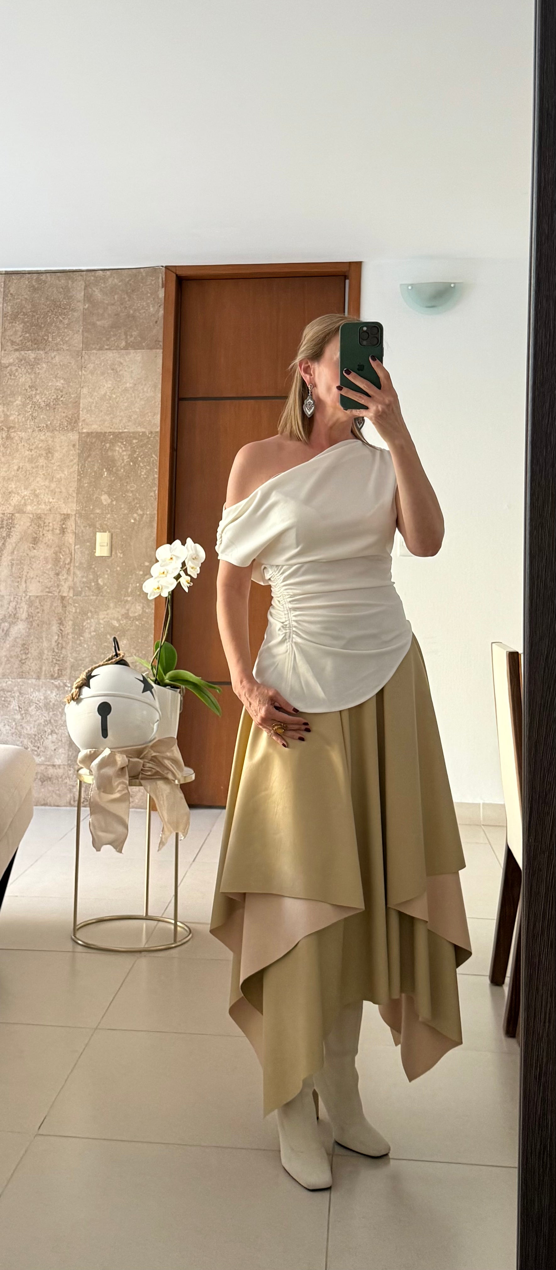 Falda Midi Asimétrica en Capas para mujer