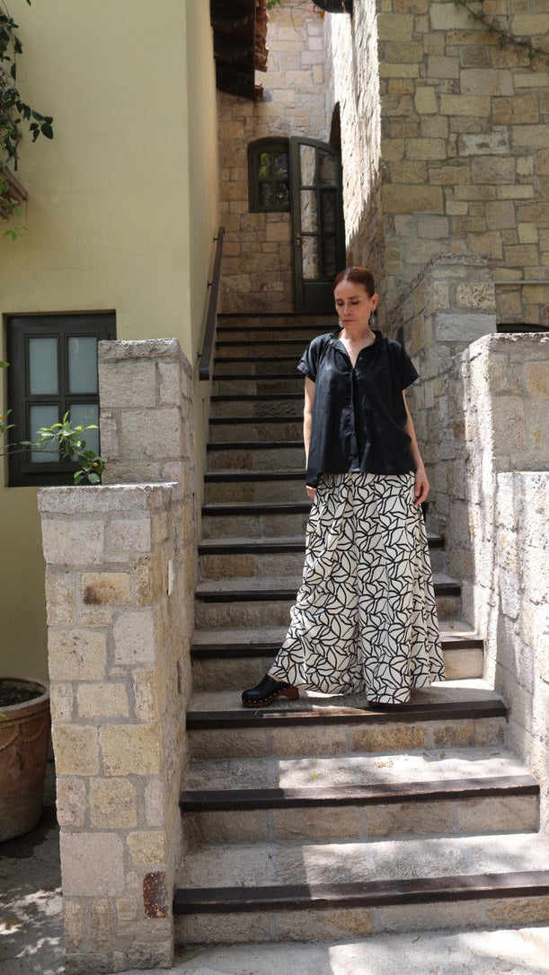 Pantalón de pierna ancha con estampado, vista de detalle