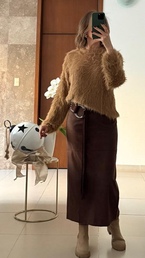 Suéter Camel Tipo Peluche para mujer