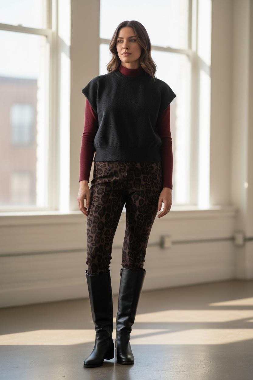 Pantalón Acampanado de Animal Print para mujer