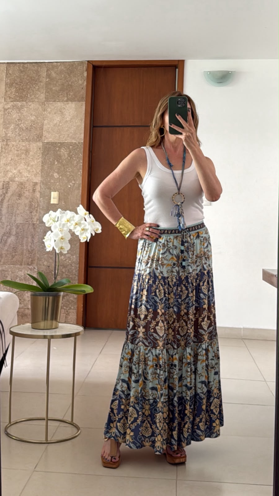 Falda Larga con Estampado Bohemio