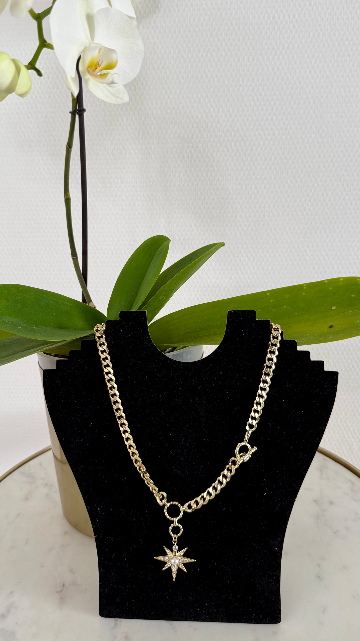 Collar Dorado Grueso con Dije de Estrella