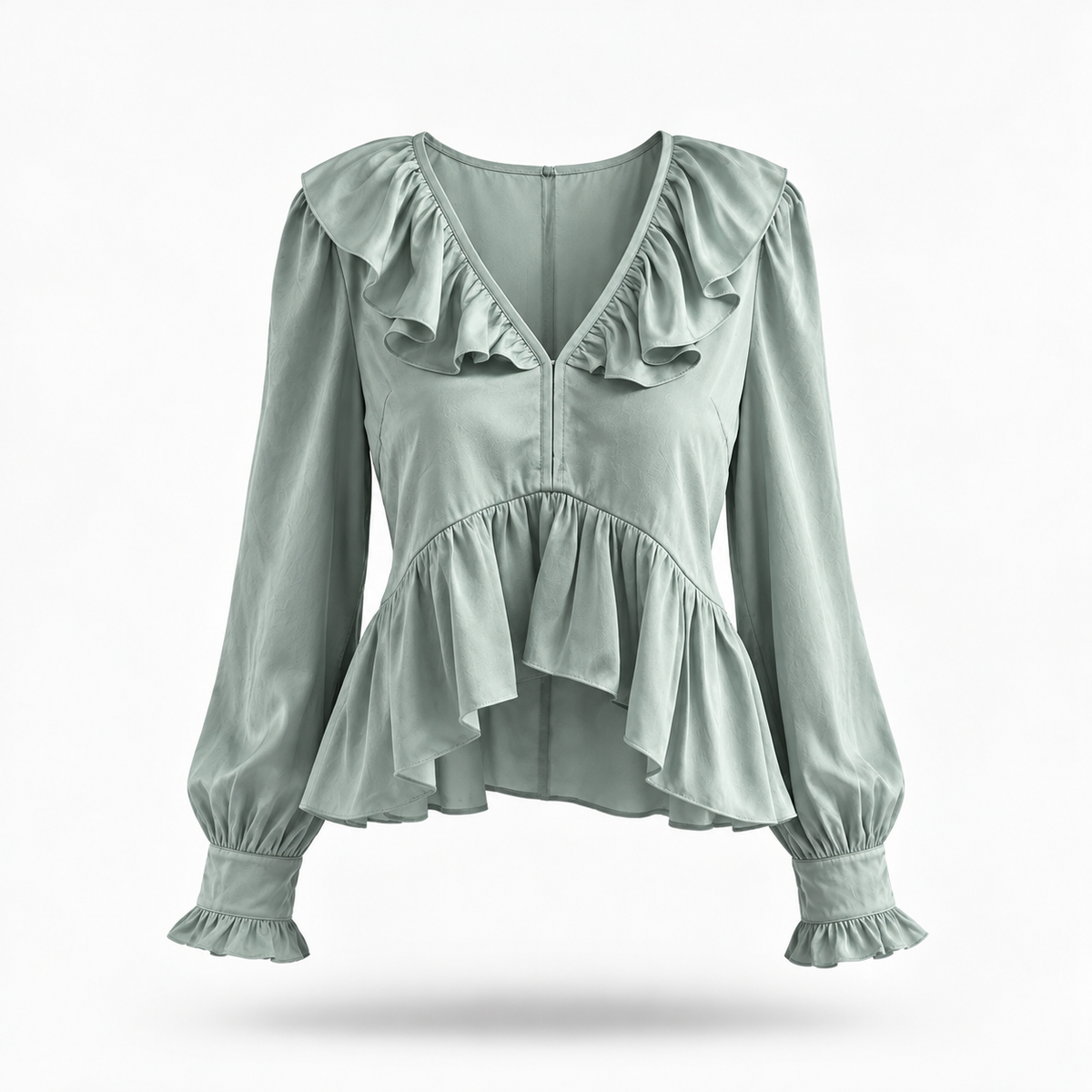 Blusa con Cuello y Bajo con Olanes