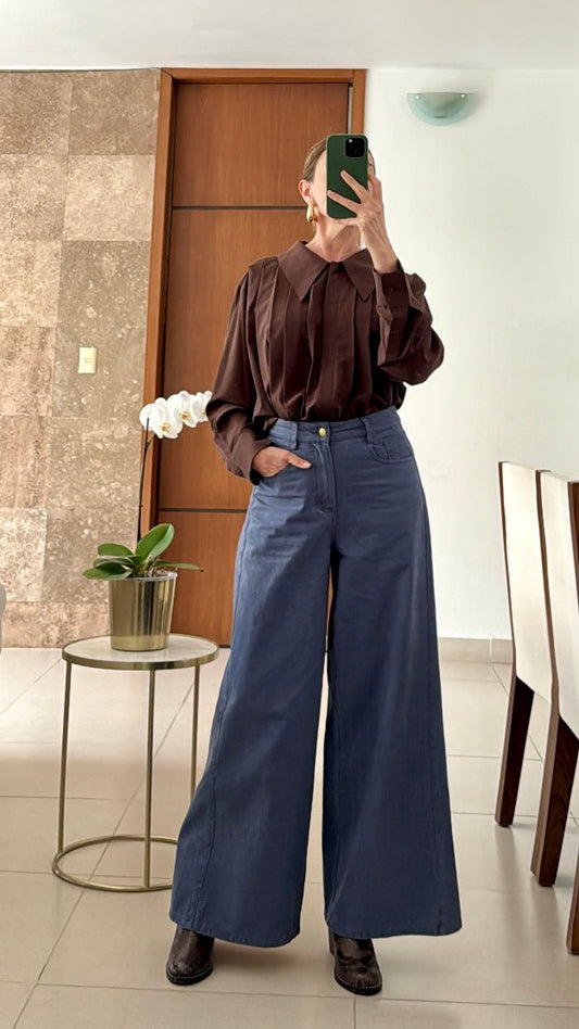 Camisa Chocolate Plisada