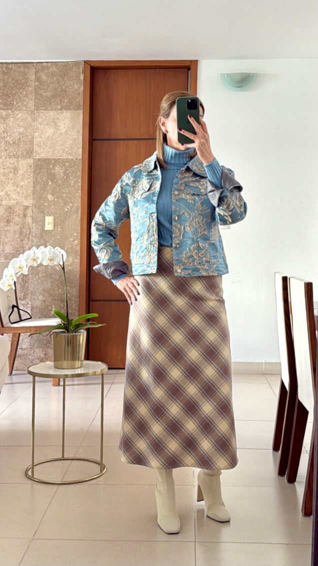 Chaqueta Corta Azul Bordada