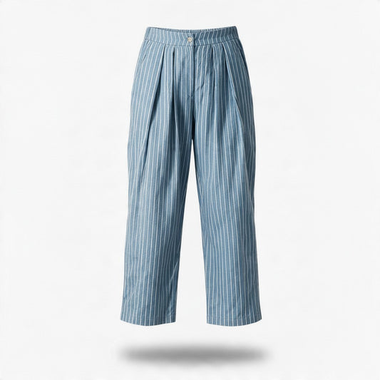 Pantalón de Rayas Azul de Pierna Recta