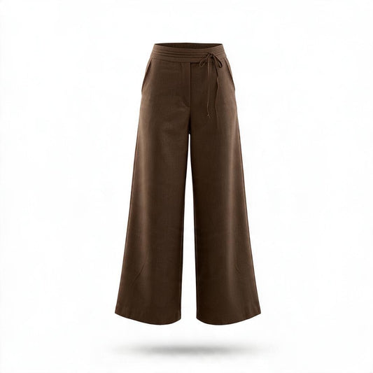 Pantalón Chocolate de Vestir con Cinta en Cintura