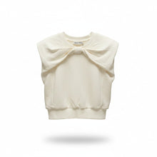 Cargar imagen en el visor de la galería, Blusa crema con moño al cuello y hombreras para mujer
