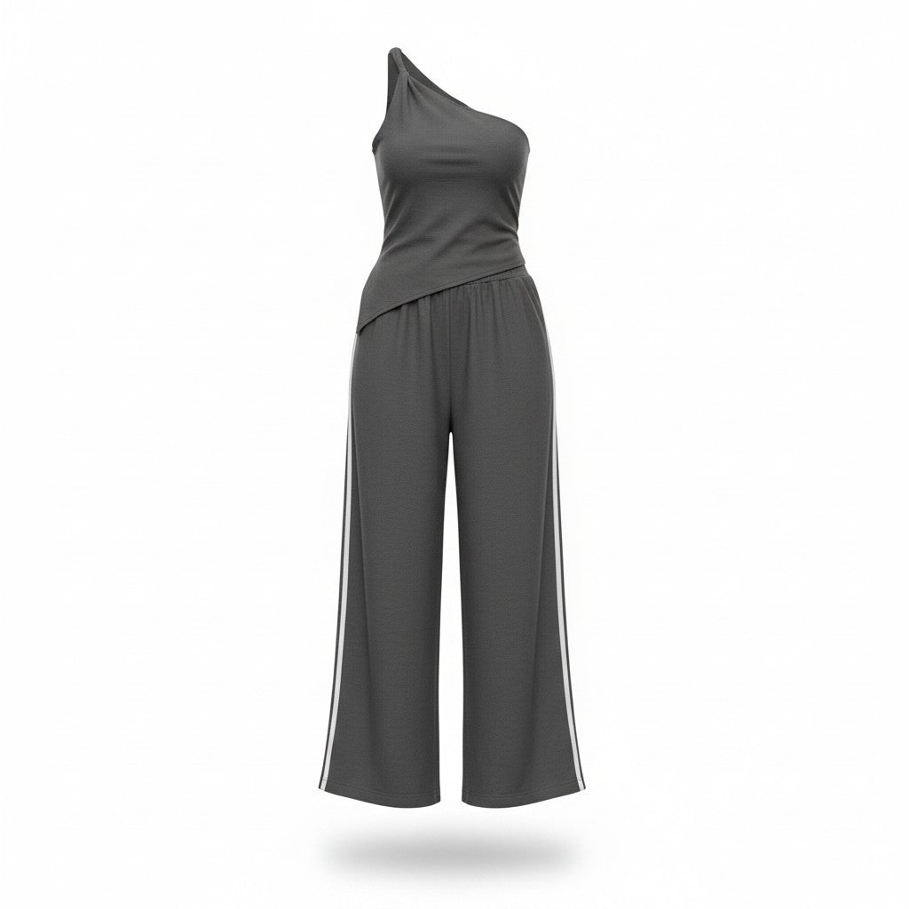 Set Gris Asimétrico Elegante Deportivo