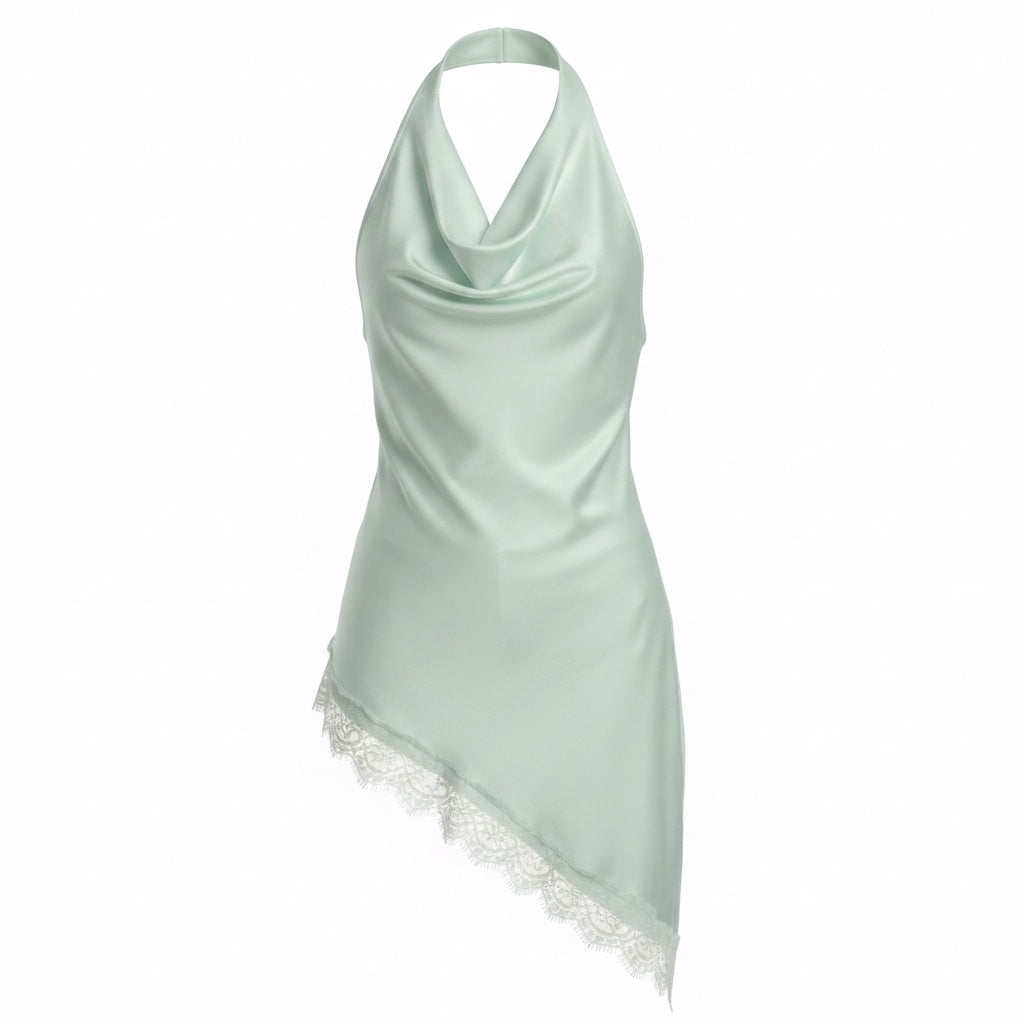 Blusa halter menta con espalda descubierta para mujer