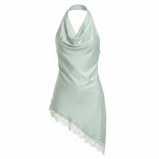 Blusa halter menta con espalda descubierta para mujer