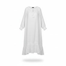 Cargar imagen en el visor de la galería, Vestido blanco boho de lino midi para mujer
