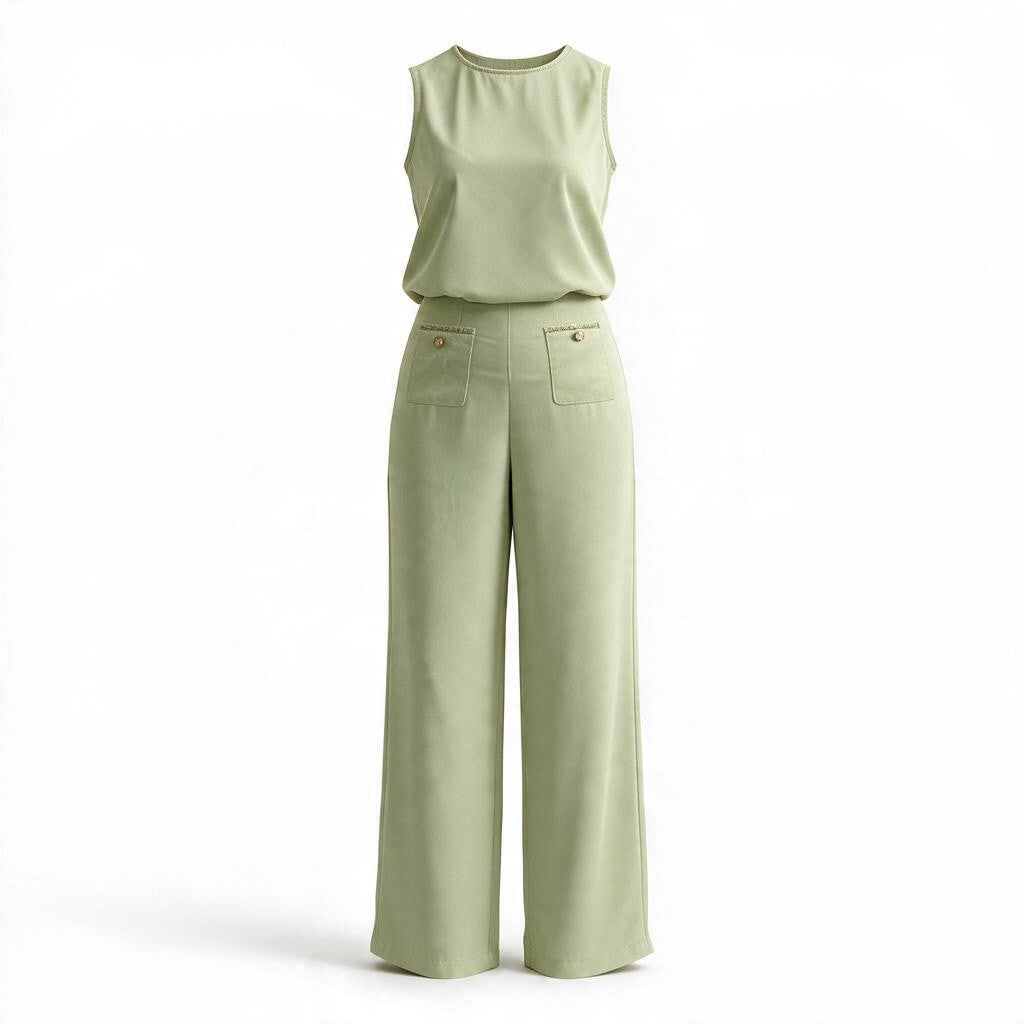 Set Verde Lima con Detalles de Cadena Dorada