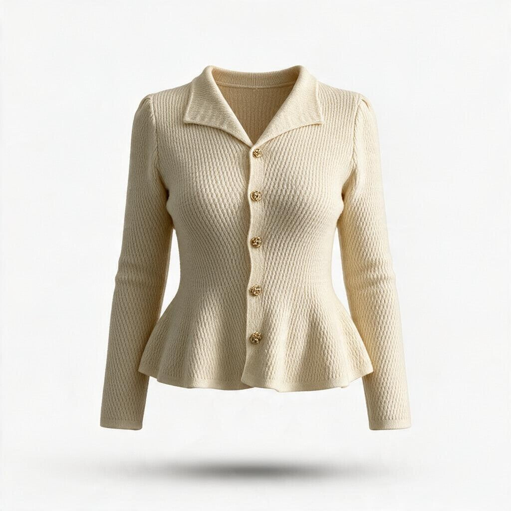 Cardigan Beige con Botones con Perla