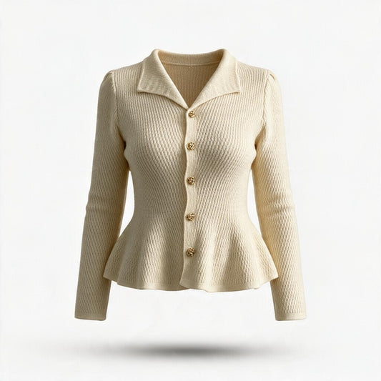Cardigan Beige con Botones con Perla
