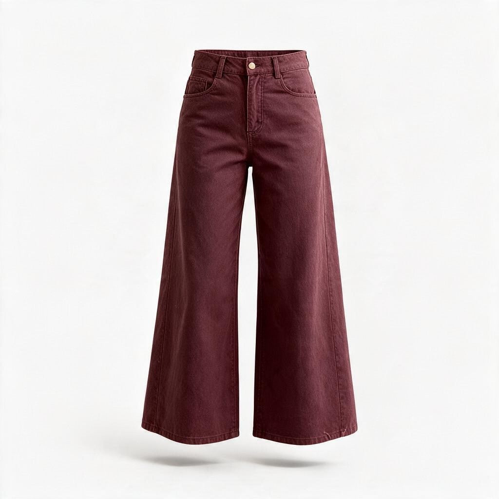 Pantalón de Pierna Ancha de Tiro Alto