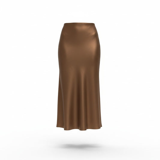 Falda Satinada Camel Larga