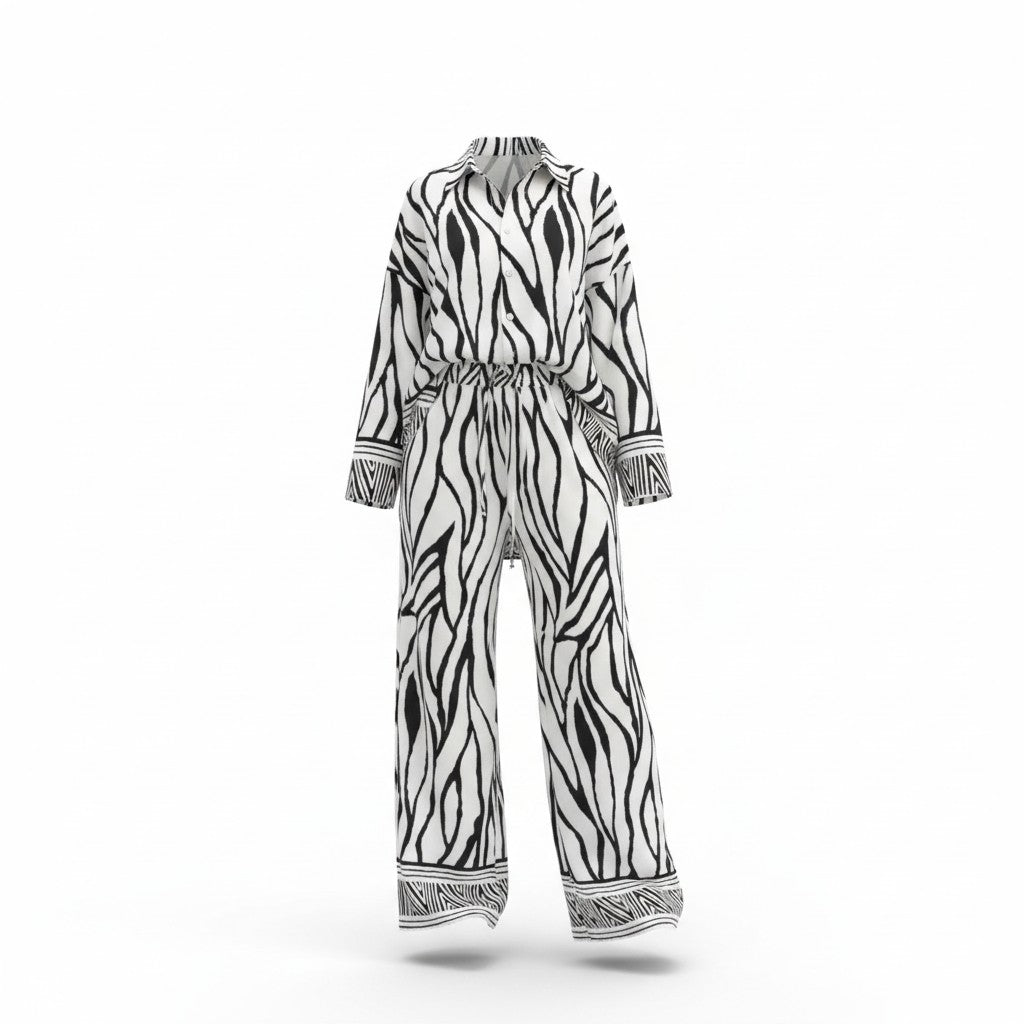 Set Zebra de Camisa y Pantalón Fluido