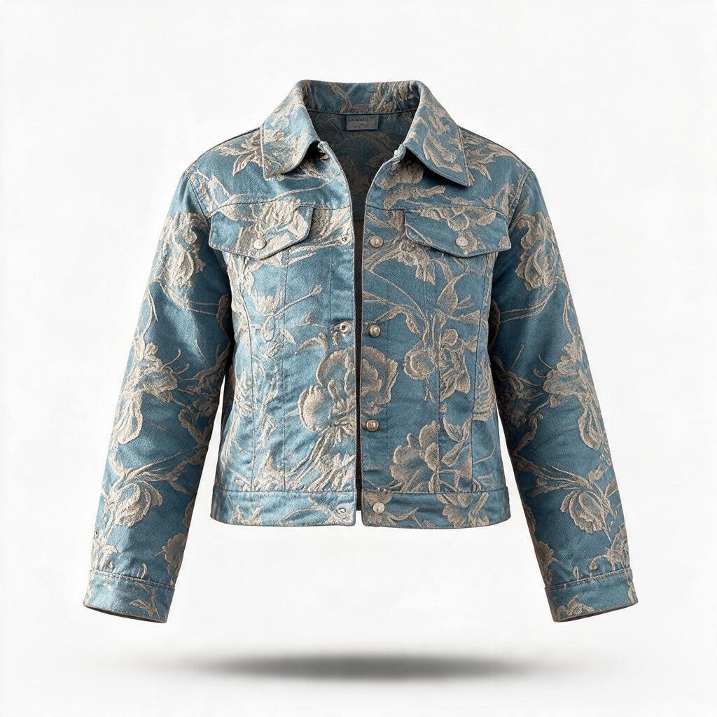 Chaqueta Corta Azul Bordada
