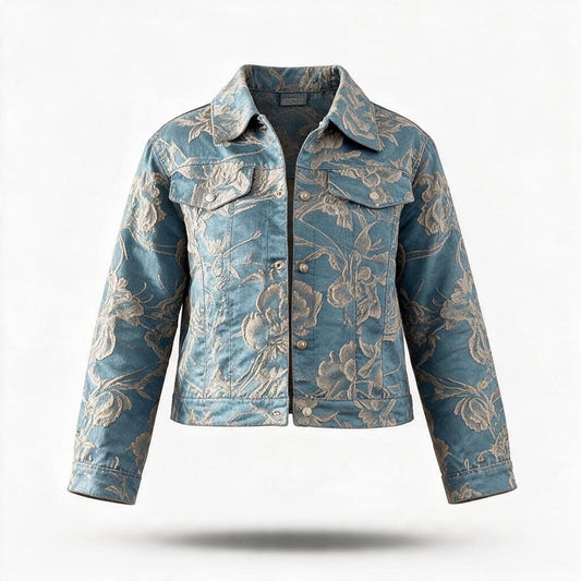 Chaqueta Corta Azul Bordada