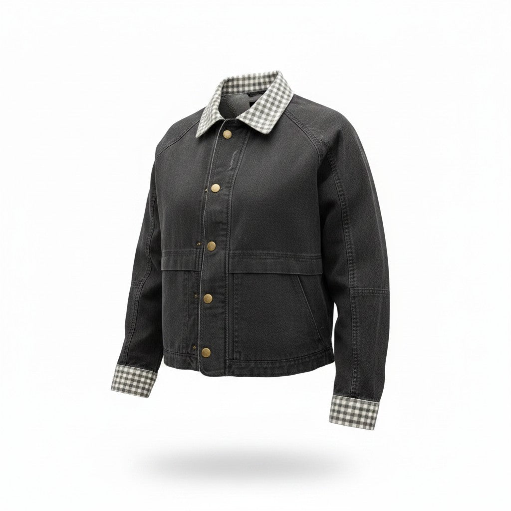 Chaqueta gris oscuro estilo cazadora para mujer