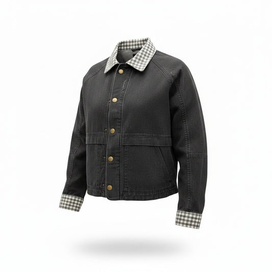 Chaqueta gris oscuro estilo cazadora para mujer
