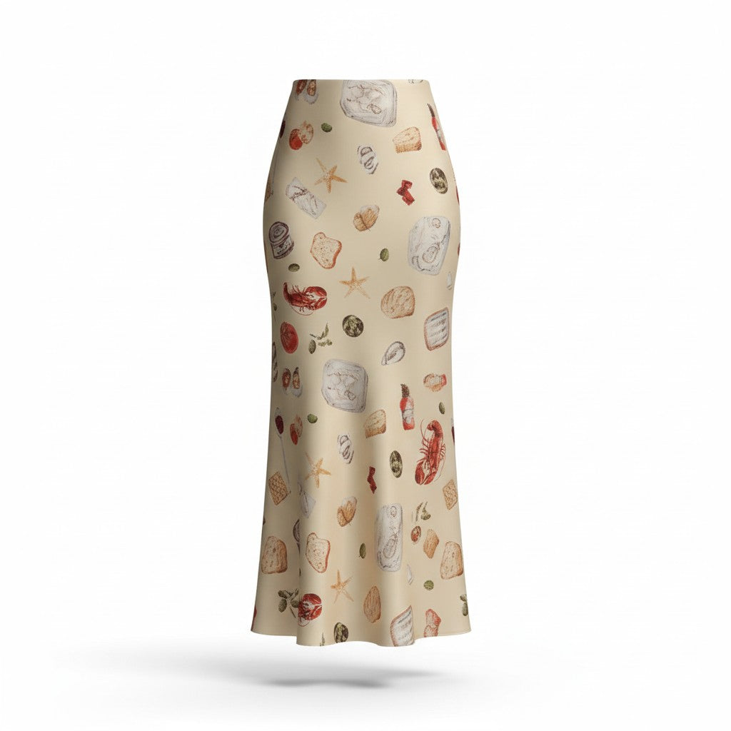 Falda Estampada con Motivos del Mar