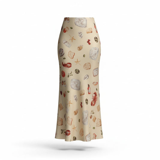 Falda Estampada con Motivos del Mar