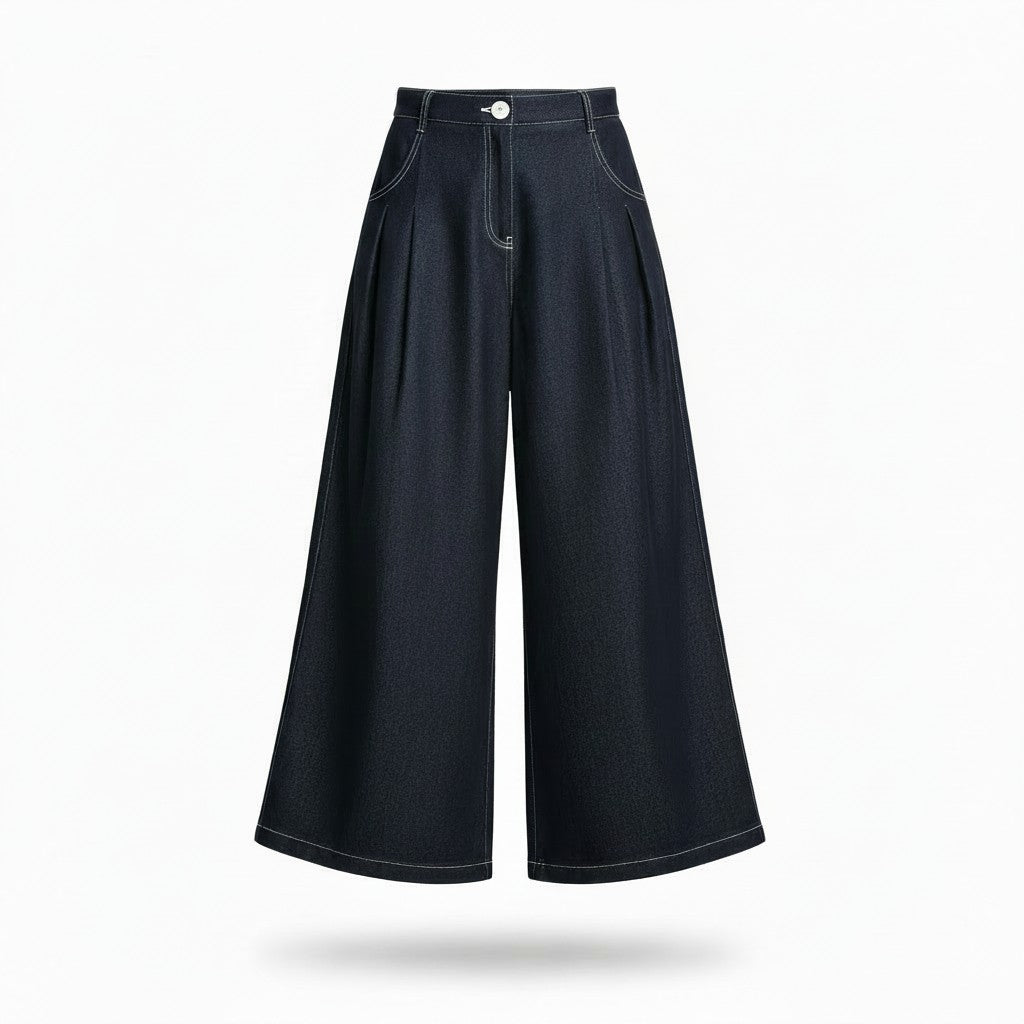 Pantalón Azul Marino de Pierna Ancha