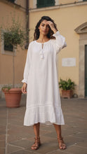 Cargar y reproducir el video en el visor de la galería, Vestido Blanco Boho de Lino para mujer
