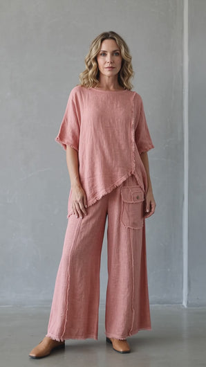 Set Rosa con Acabado Deshilado para mujer